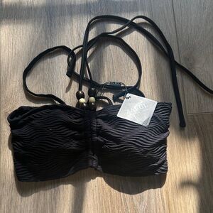 Zaful Black Wave-Pattern Bikini Top medium